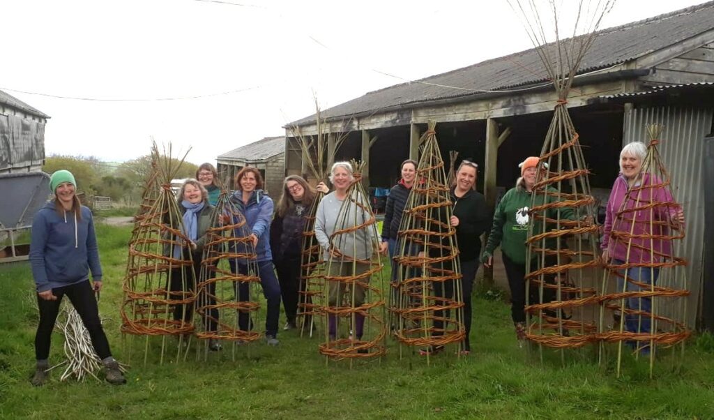 Picture of willow plan support workshop at Tregovenek. Happy participants.